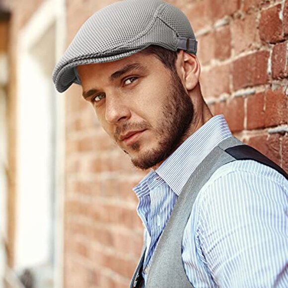 Mesh Newsboy Cap Set Breathable Summer Adjustable Retro Beret Hats Y2K